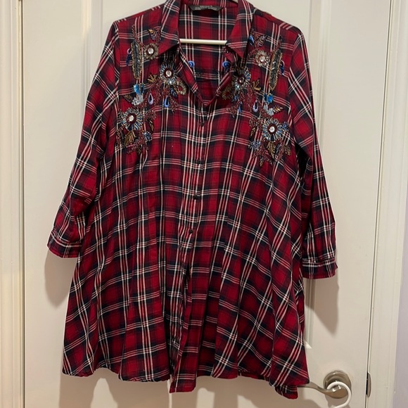 Maternity Autumn/Spring Embroidery Denim Mini Dress/Shirt - Picture 1 of 7